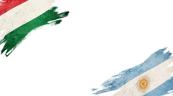 Σημαίες της Ουγγαρίας και της Αργεντινής σε λευκό φόντο — Φωτογραφία Αρχείου